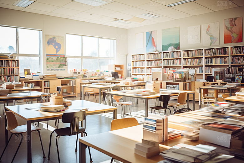 教室课桌椅教学学校素材