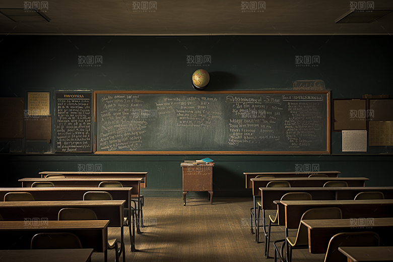 教室课桌椅学习校园素材