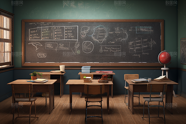 教室课桌椅开学季教学素材