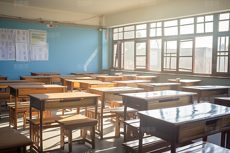 教室课桌椅课堂学校素材