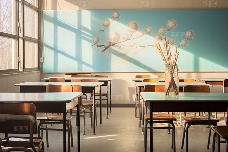 教室课桌椅高清教学素材