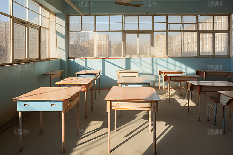 教室课桌椅学校教学素材