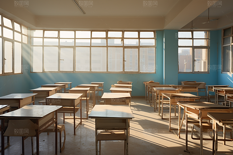教室课桌椅校园学校素材