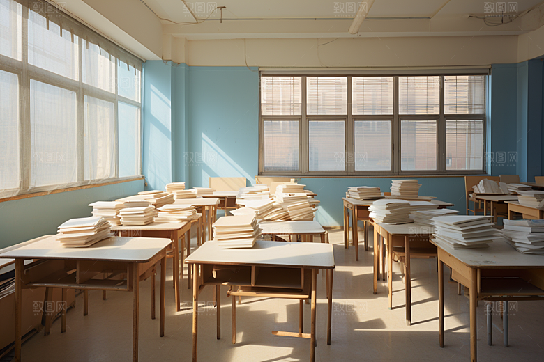 教室课桌椅学校教学素材