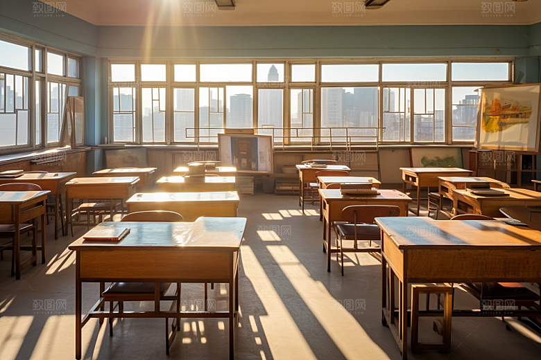 教室课桌椅学习学校素材