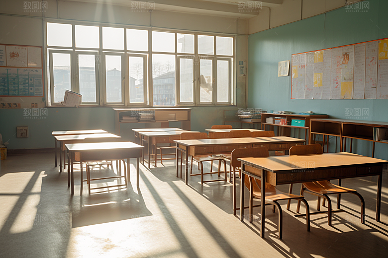 教室课桌椅学校教学素材