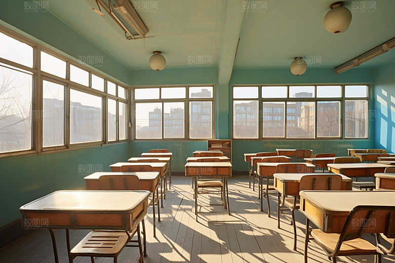 教室课桌椅高清学校素材