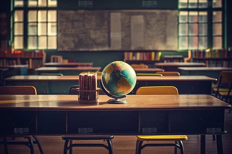 教室课桌椅开学季课堂素材