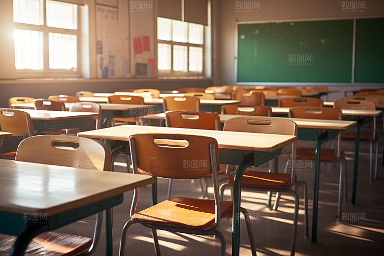 教室课桌椅课堂学校素材