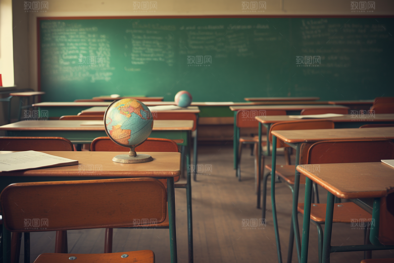 教室课桌椅学校校园素材