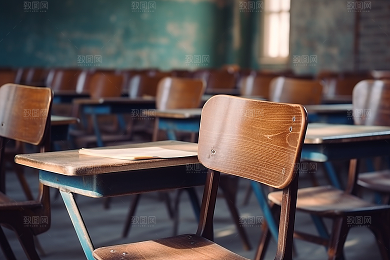 教室课桌椅上课开学季素材