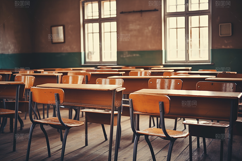 教室课桌椅教学开学季素材