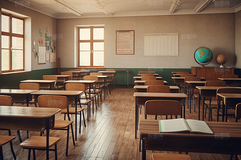 教室课桌椅学校校园素材