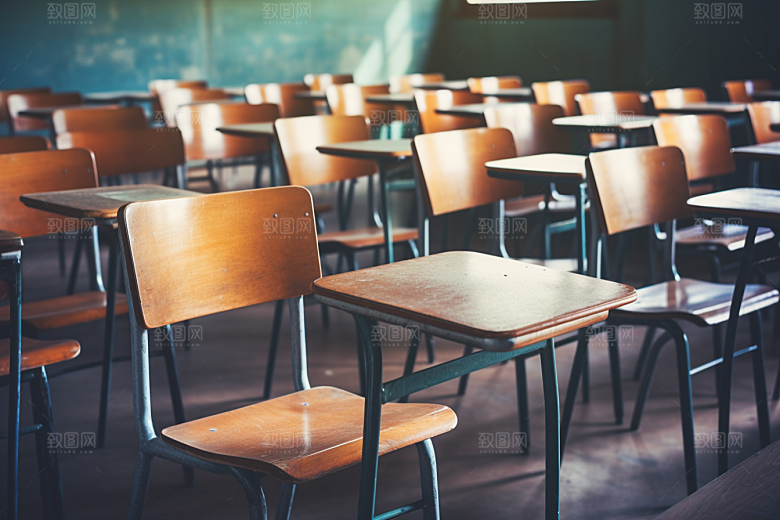 教室课桌椅开学季学校素材