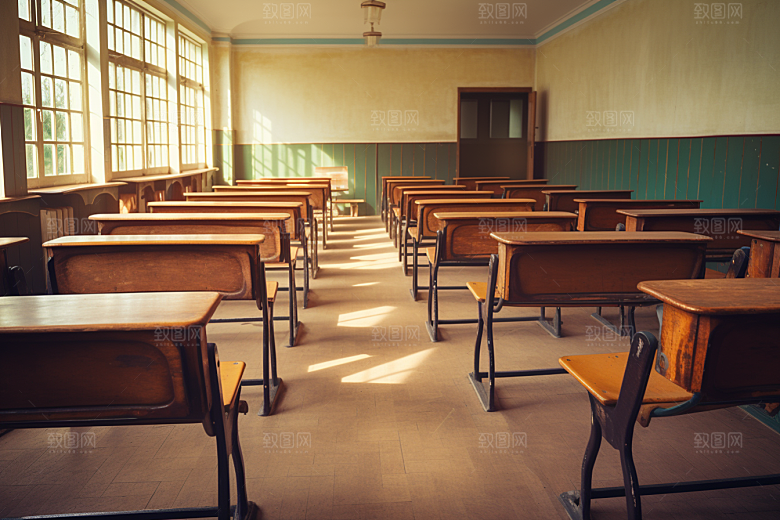 教室课桌椅学习学校素材
