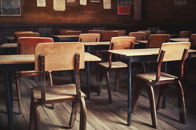 教室课桌椅学校教学素材