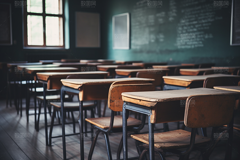 教室课桌椅开学季校园素材