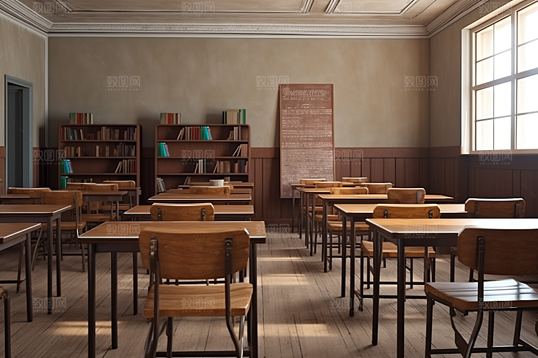 教室课桌椅校园学习素材