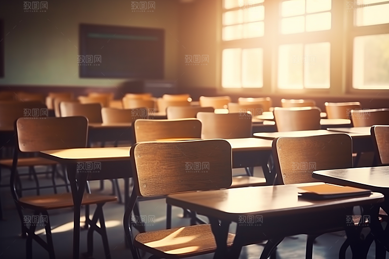 教室课桌椅开学季校园素材