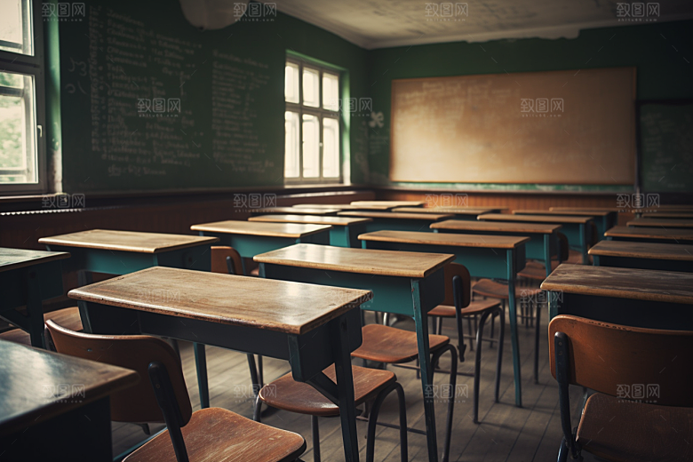 教室课桌椅培训学校素材