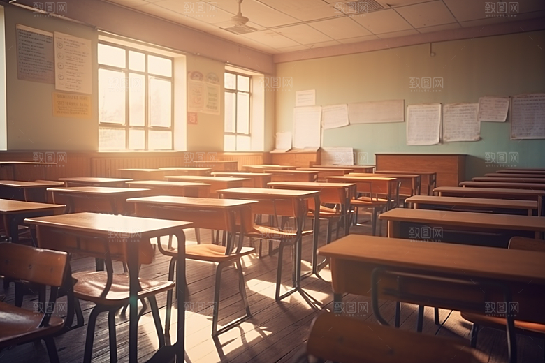 教室课桌椅培训开学季素材