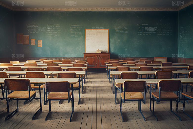 教室课桌椅学校教学素材