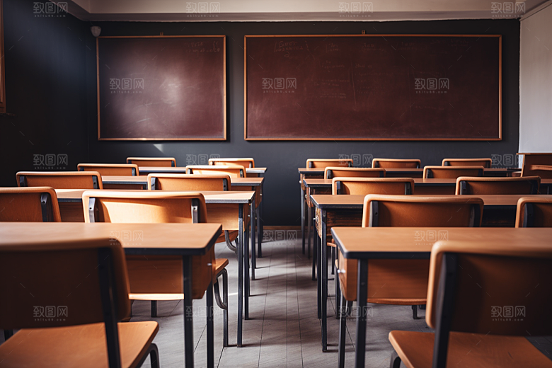 教室课桌椅学校学习素材