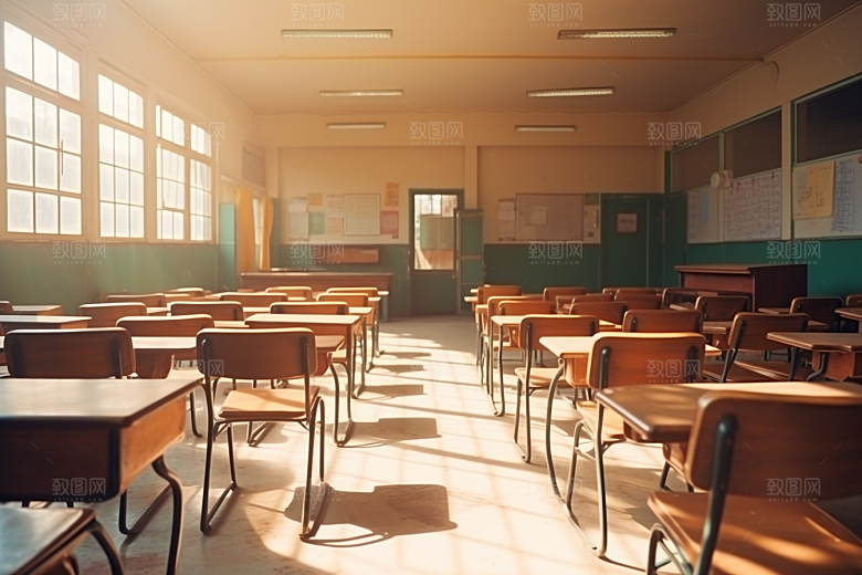 教室课桌椅高清学校素材