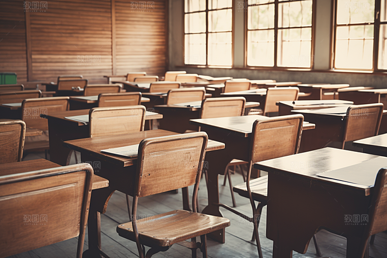 教室课桌椅学校教学素材