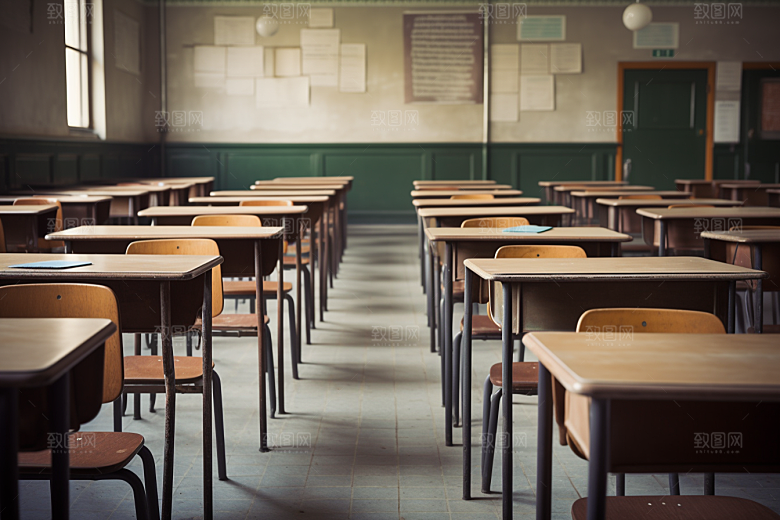 教室课桌椅学校开学季素材