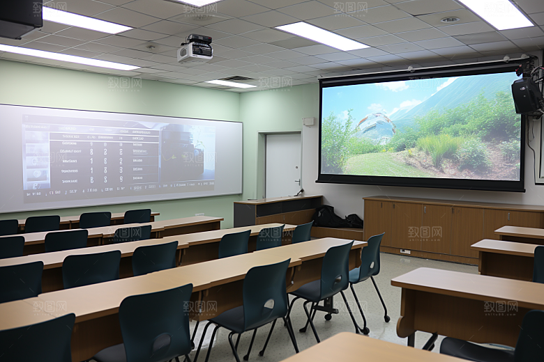 教室课桌椅教学学校素材