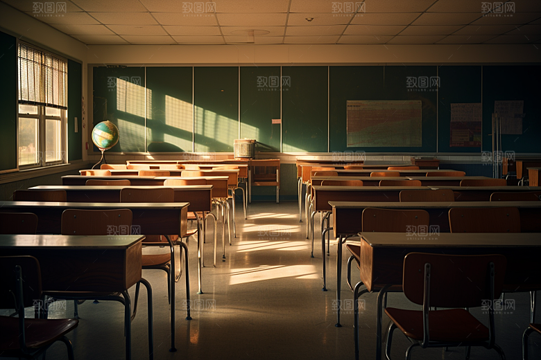 教室课桌椅上课开学季素材