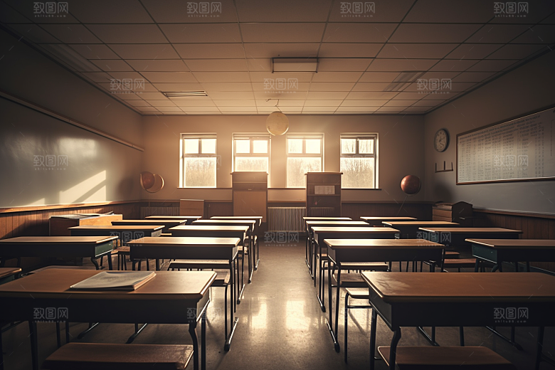 教室课桌椅校园学校素材