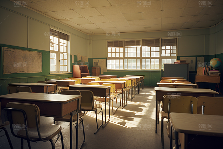 教室课桌椅学校校园素材