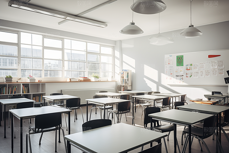 教室课桌椅培训学校素材