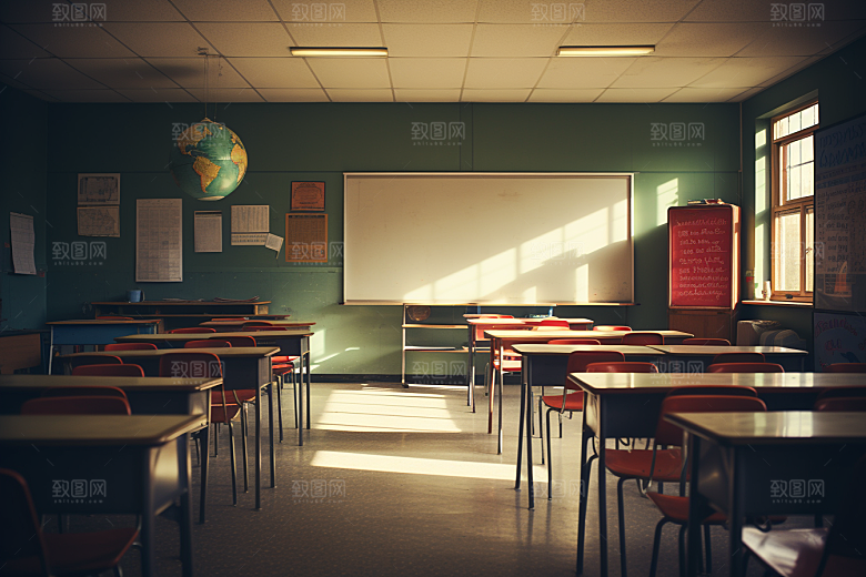 教室课桌椅上课开学季素材