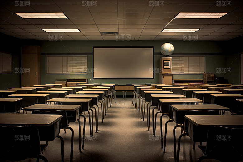 教室课桌椅教学校园素材
