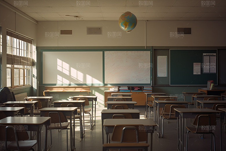 教室课桌椅培训校园素材