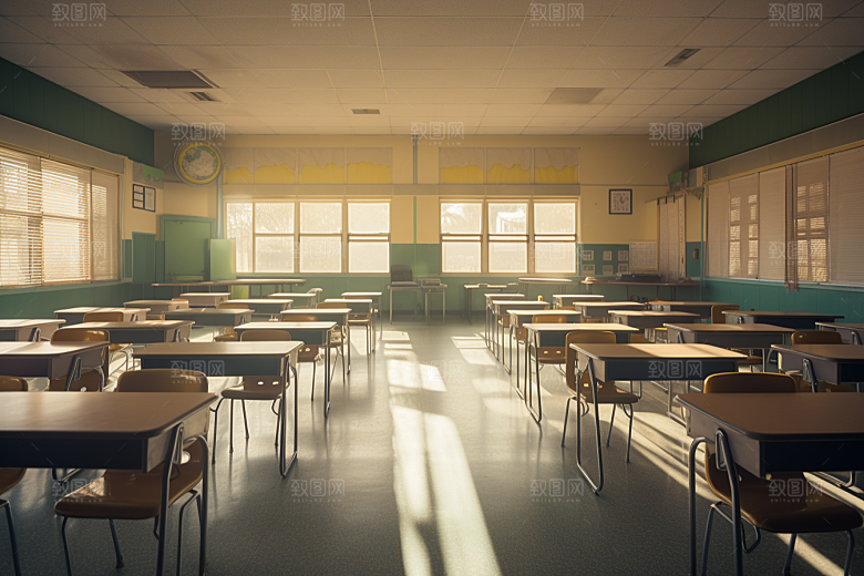教室课桌椅学校校园素材