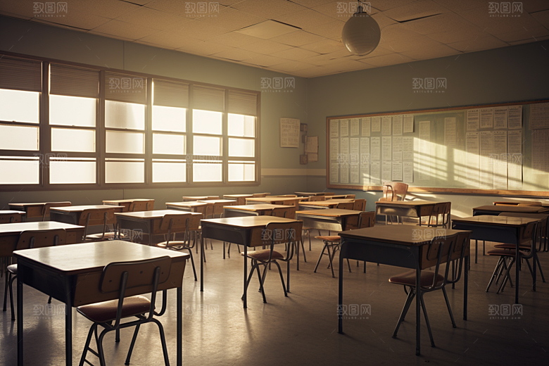 教室课桌椅开学季高清素材