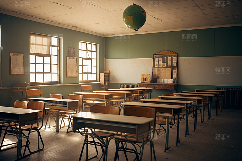 教室课桌椅学校开学季素材