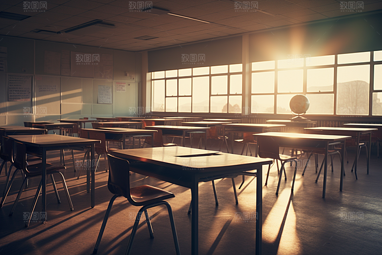教室课桌椅开学季高清素材