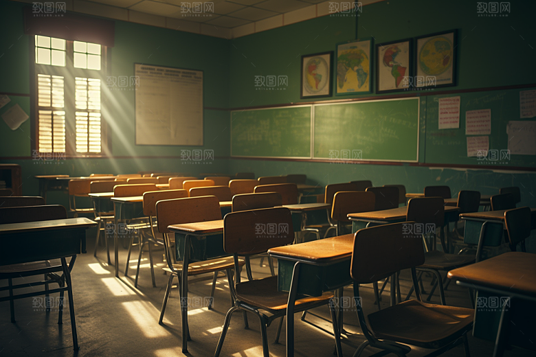 教室课桌椅学习培训素材