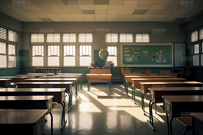 教室课桌椅教学校园素材