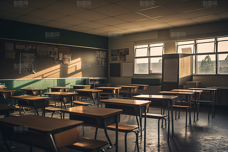 教室课桌椅教学课堂素材