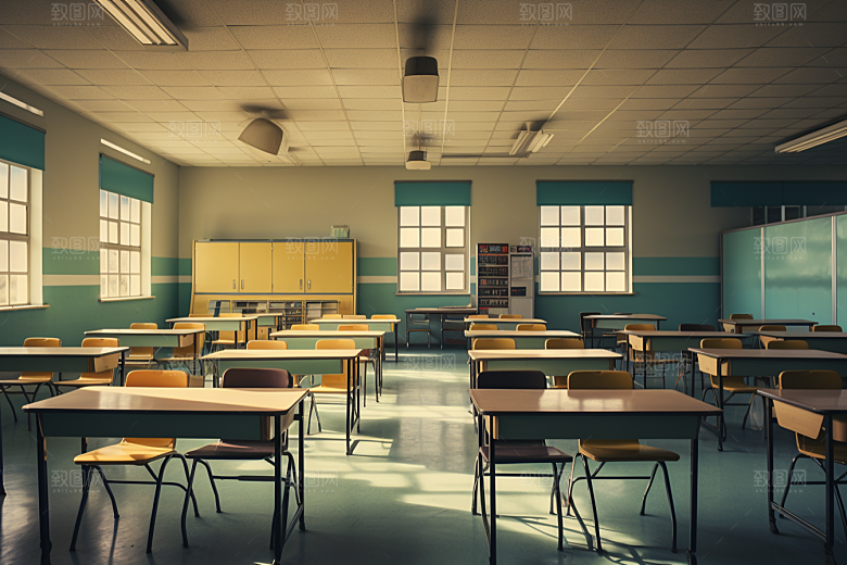 教室课桌椅学校校园素材