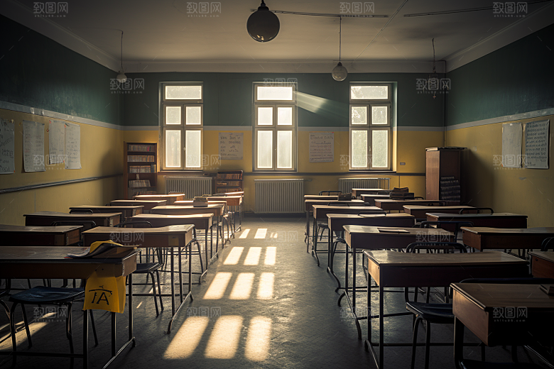 教室课桌椅教学课堂素材