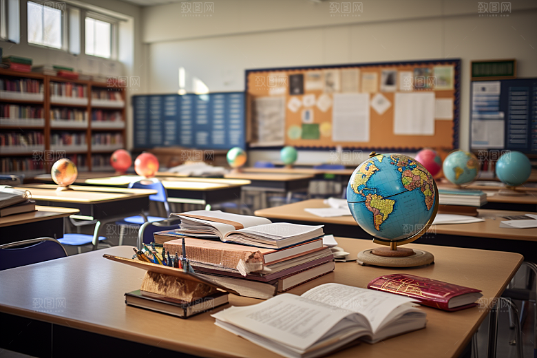 教室课桌椅开学季学校素材