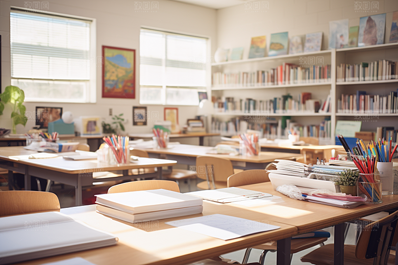 教室课桌椅课堂开学季素材