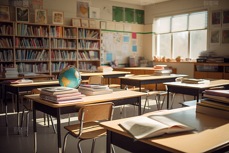教室课桌椅开学季学校素材